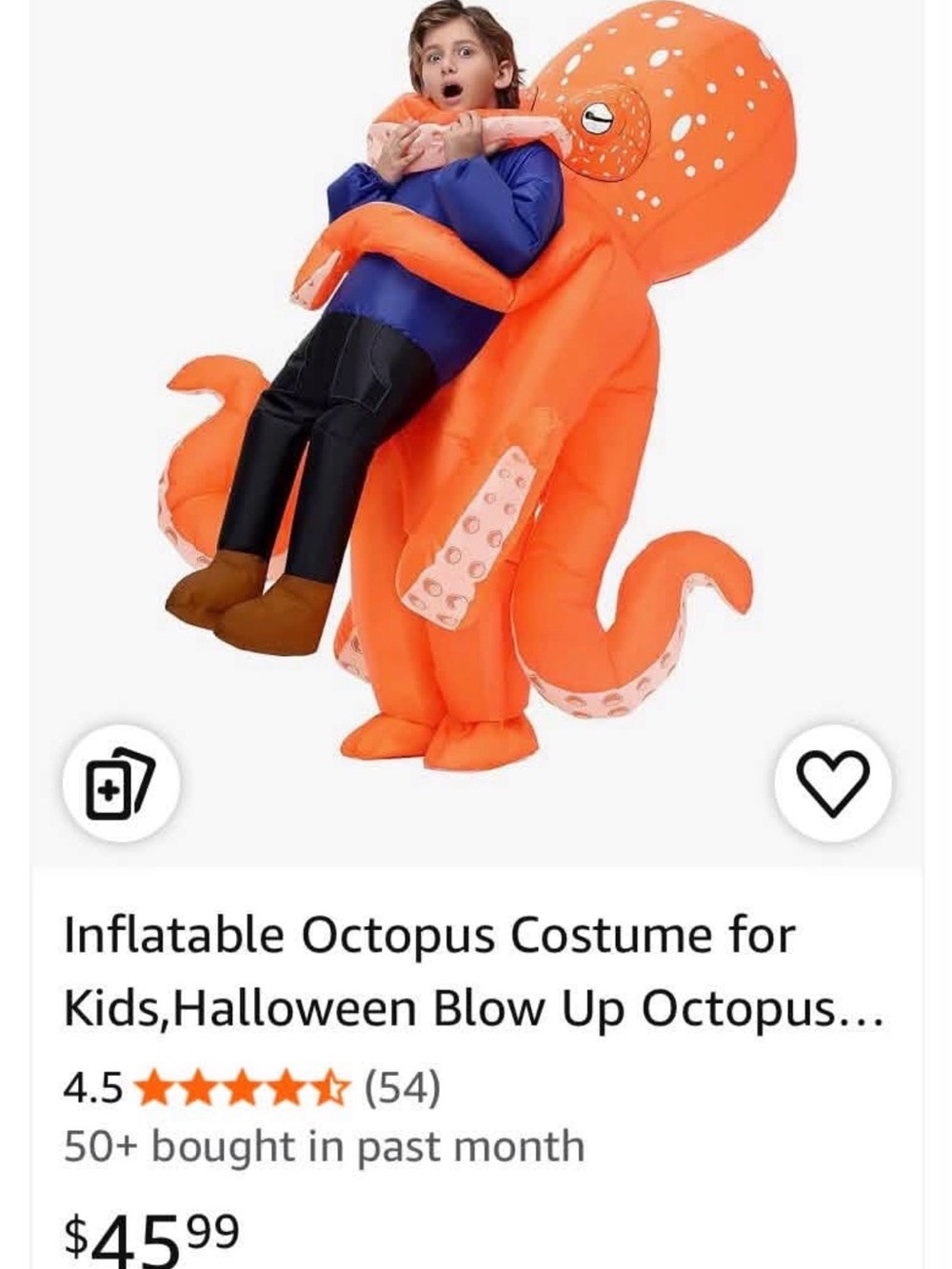 Inflatable Orange Octopus Kids Costume - Brand
